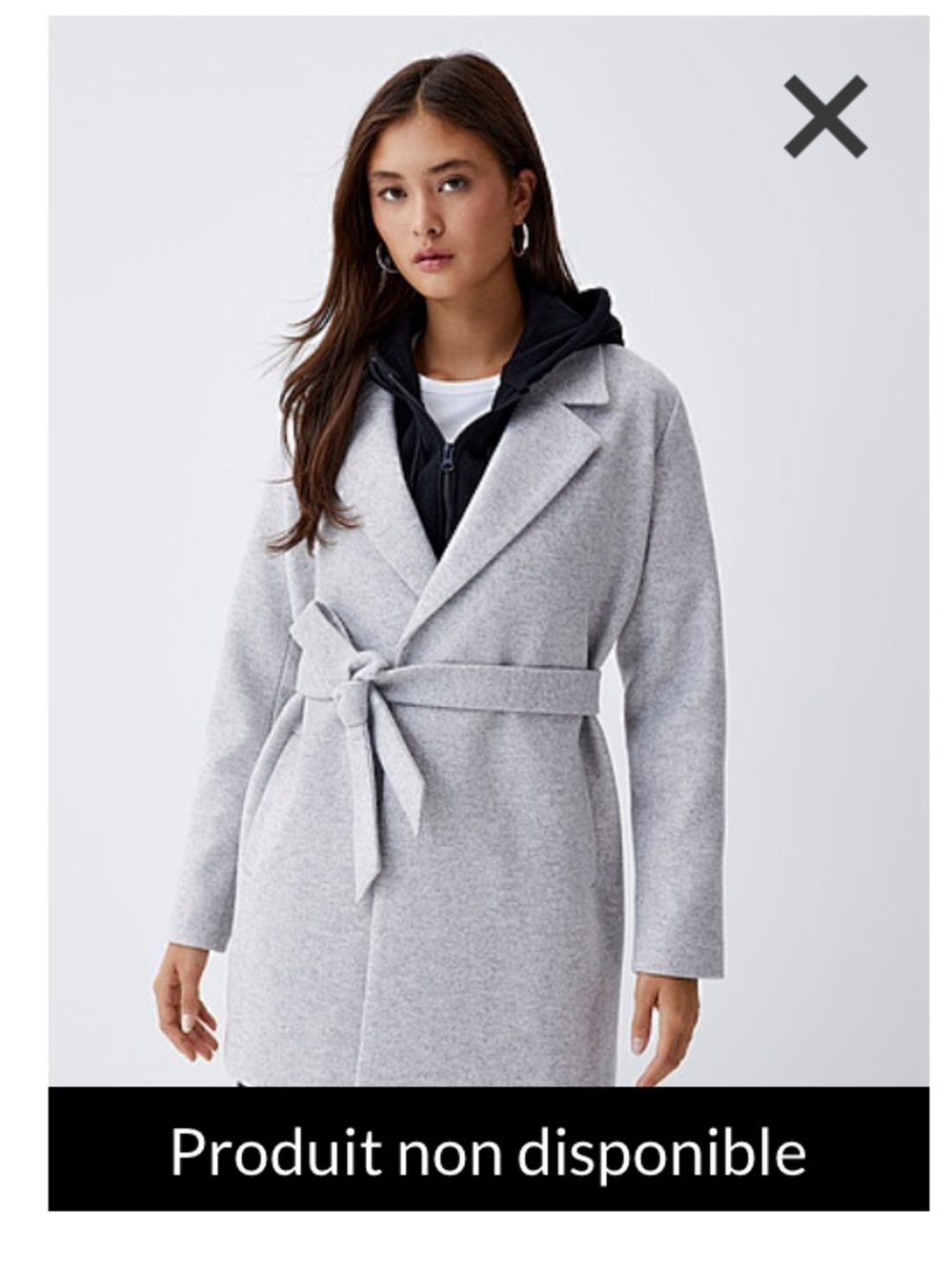 Simons Twik Light Gray Belted Wool-Blend Coat